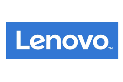 A blue and white logo for lenovo.