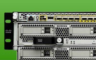 A close up of three servers with green background