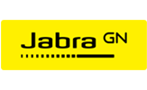 A yellow and black logo for jabra