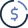 A dollar sign in the middle of a circle.