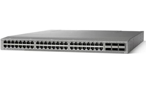 A large network switch is shown with no wires.