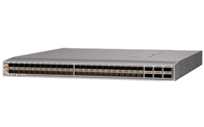 A large network switch is shown with no wires.