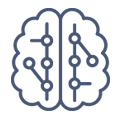 A blue and white image of a computer brain