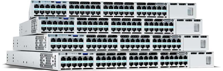 A bunch of different types of ethernet ports.