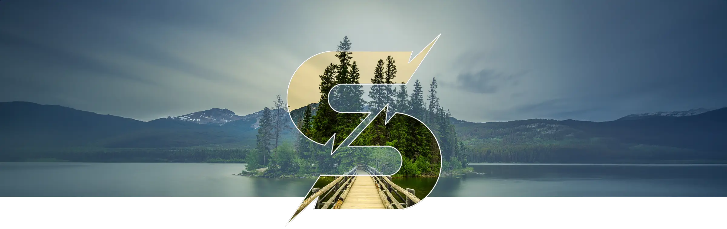 A picture of the letter s with trees in the background.